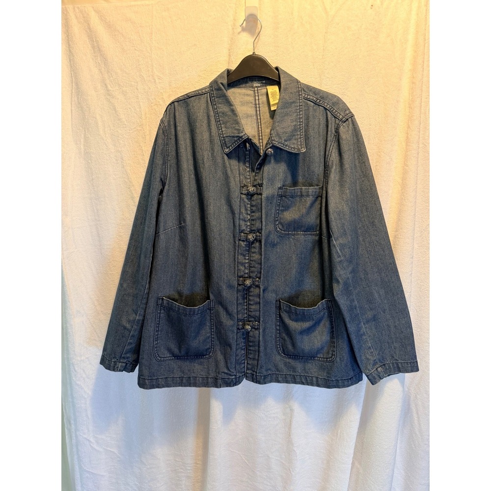 Liz Claiborne Jeans Denim Chore Jacket Blue Frog Button Cotton Womens Plus 1X